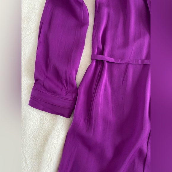 NWT Diane Von Furstenburg silk shirt dress in magenta | size 12 - Picture 7 of 8